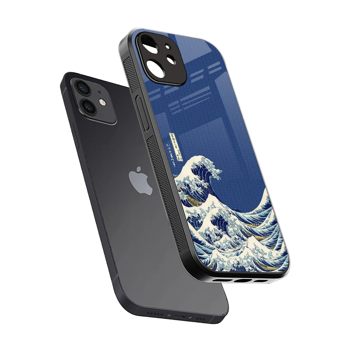 Waves sleek iphone 12 cover with tempered glass back and TPU edges