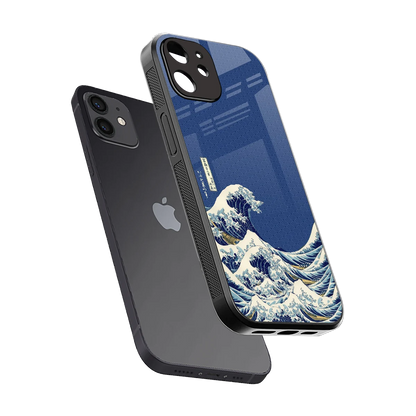 Waves sleek iphone 12 cover with tempered glass back and TPU edges