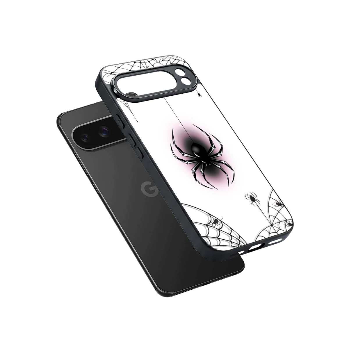 Webbed Wonder sleek google pixel 10 pro xl cover with tempered glass back and TPU edges