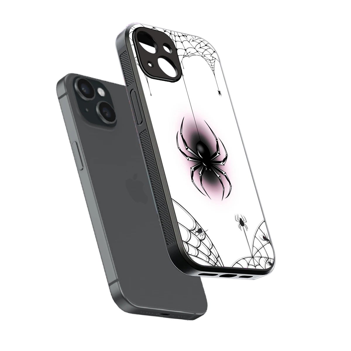 Webbed Wonder sleek iphone 13 cover with tempered glass back and TPU edges