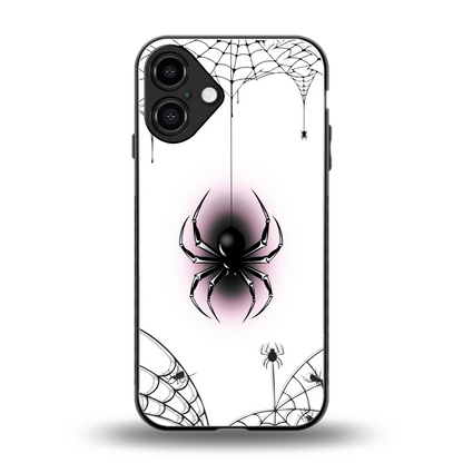 Webbed Wonder back phone cover | glass case for iphone 16 plus