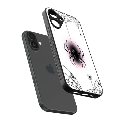 Webbed Wonder sleek iphone 16 plus cover with tempered glass back and TPU edges