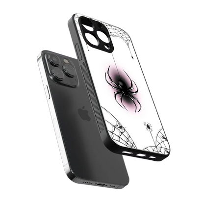 Webbed Wonder sleek iphone 16 pro max cover with tempered glass back and TPU edges