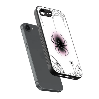 Webbed Wonder sleek iphone 17e cover with tempered glass back and TPU edges