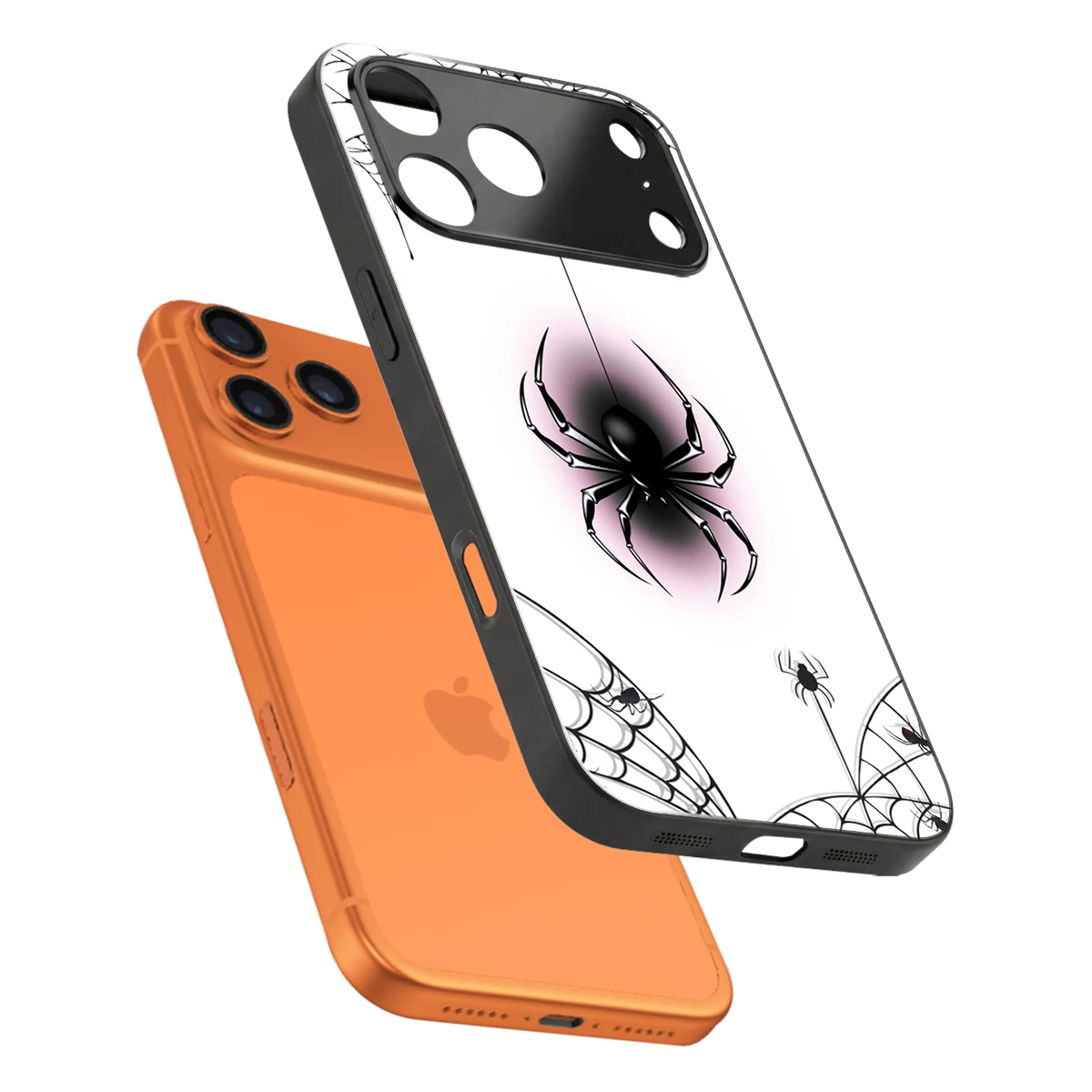 Webbed Wonder sleek iphone 17 pro cover with tempered glass back and TPU edges