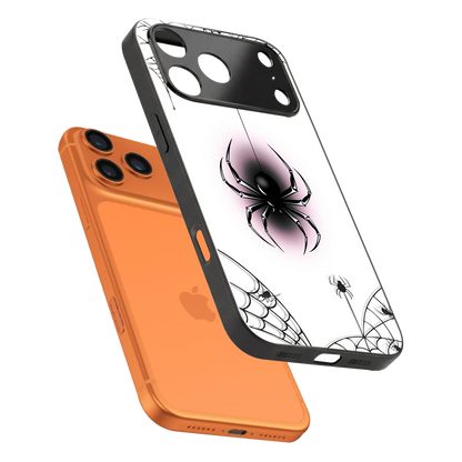 Webbed Wonder sleek iphone 17 pro cover with tempered glass back and TPU edges
