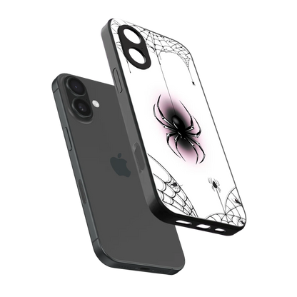 Webbed Wonder sleek iphone 17 cover with tempered glass back and TPU edges