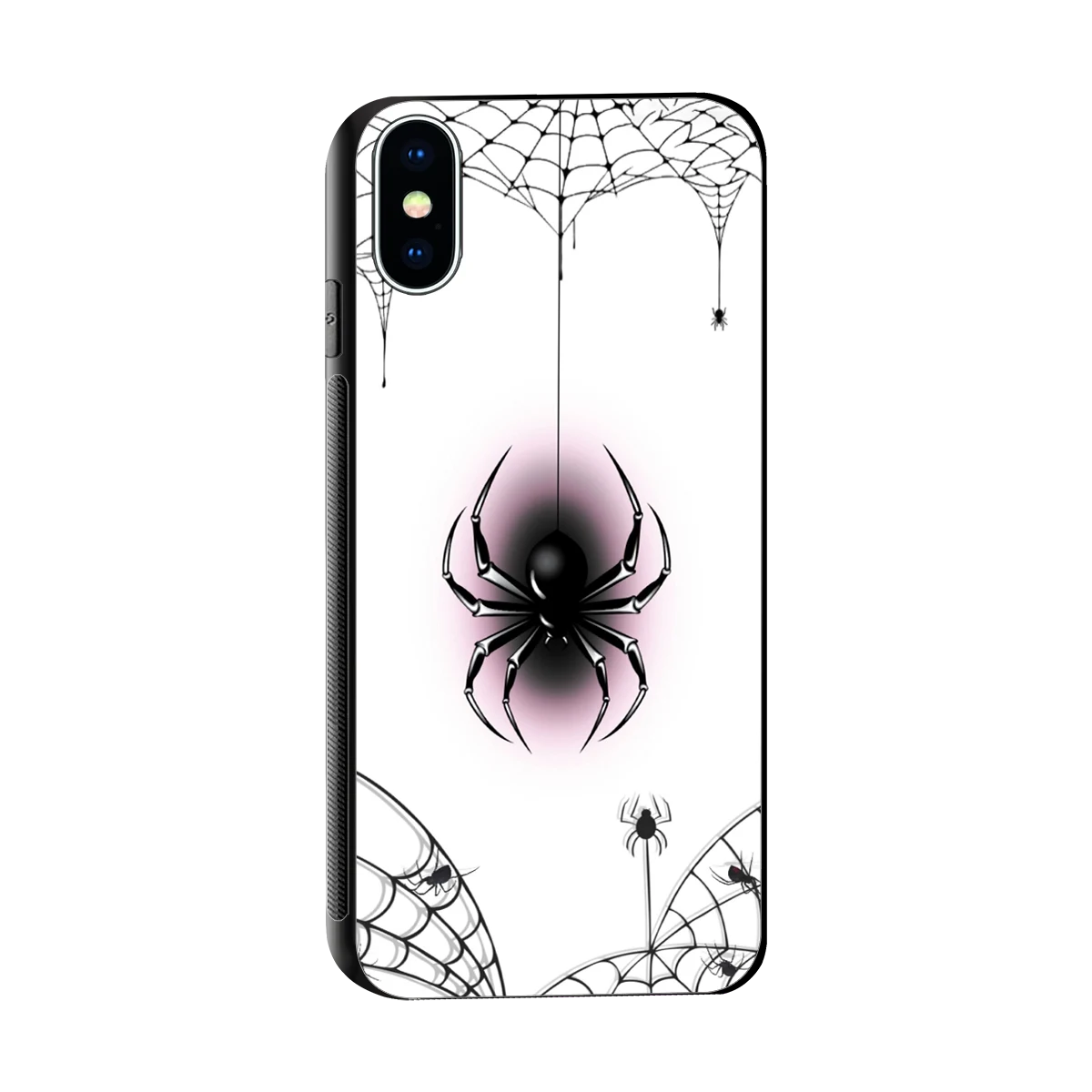 Webbed Wonder sleek iphone xs cover with tempered glass back and TPU edges