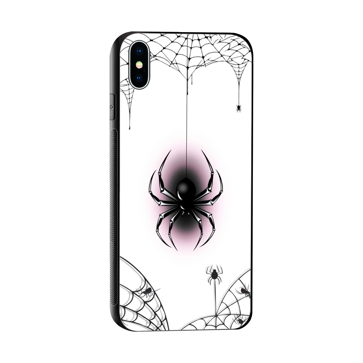 Webbed Wonder sleek iphone xs max cover with tempered glass back and TPU edges