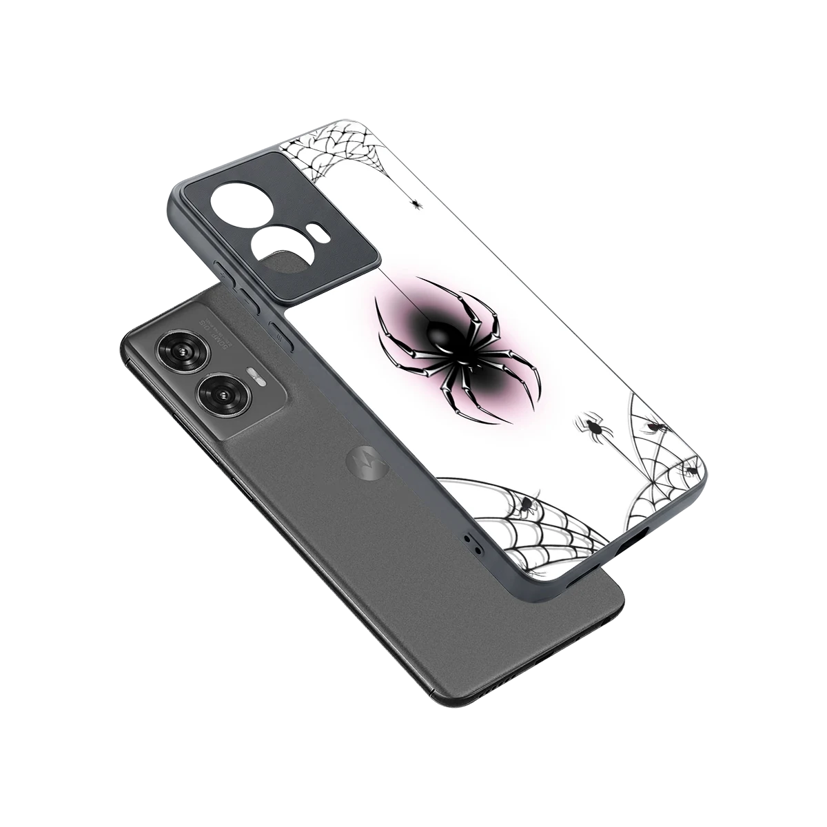 Webbed Wonder sleek motorola edge 50 fusion cover with tempered glass back and TPU edges
