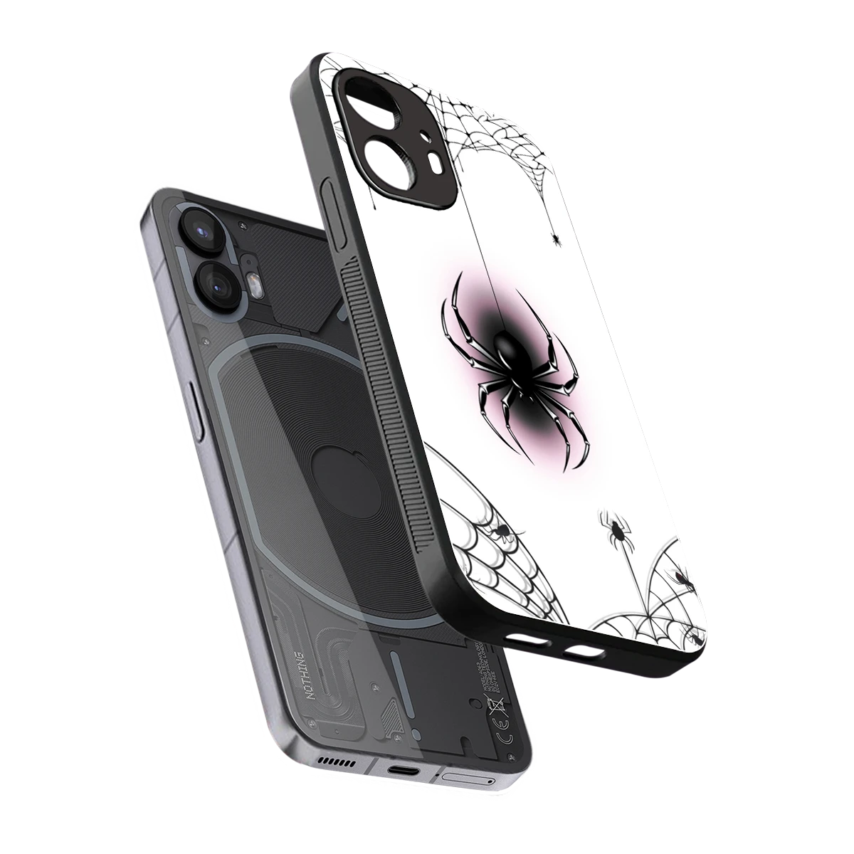 Webbed Wonder sleek nothing phone 2 cover with tempered glass back and TPU edges