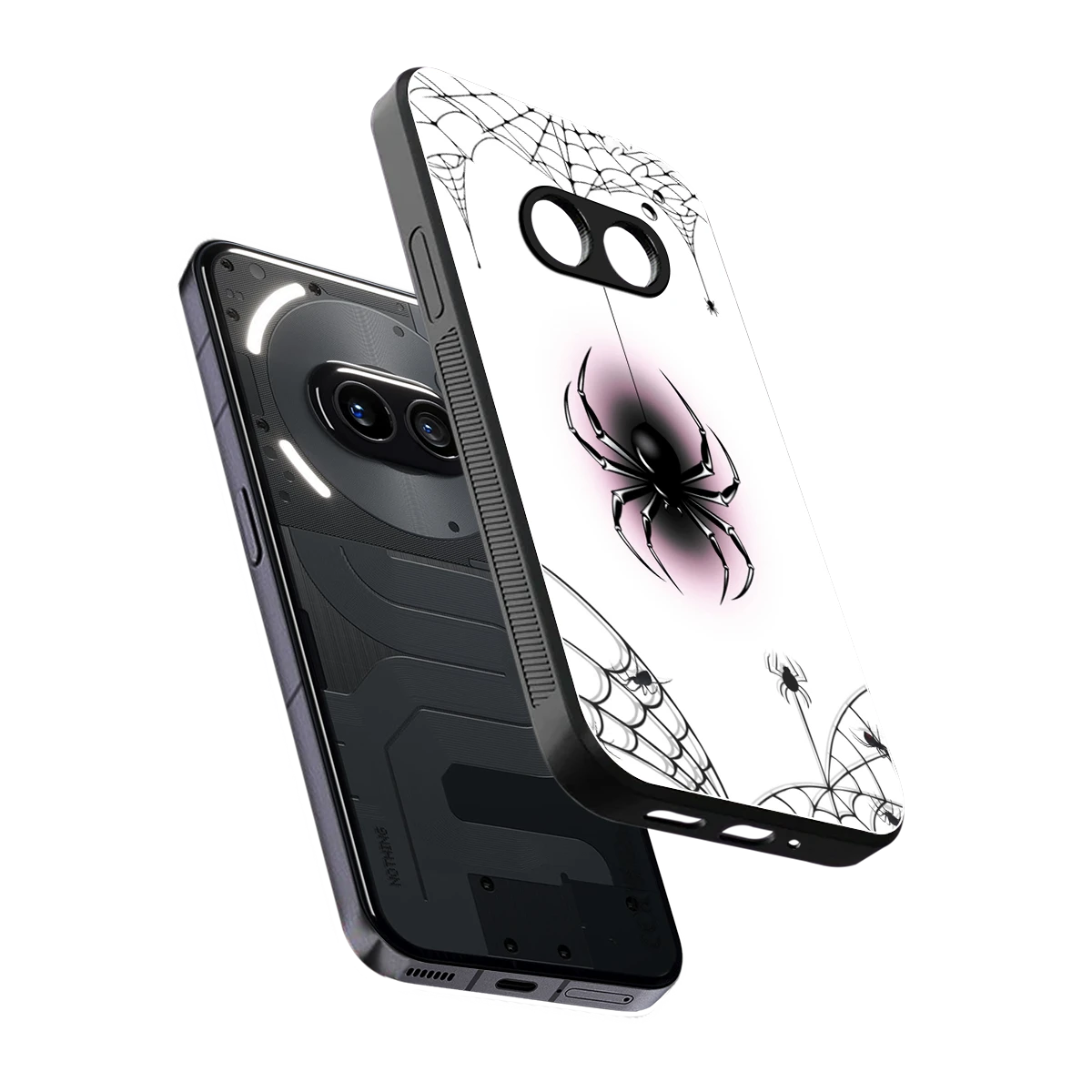 Webbed Wonder sleek nothing phone 2a cover with tempered glass back and TPU edges