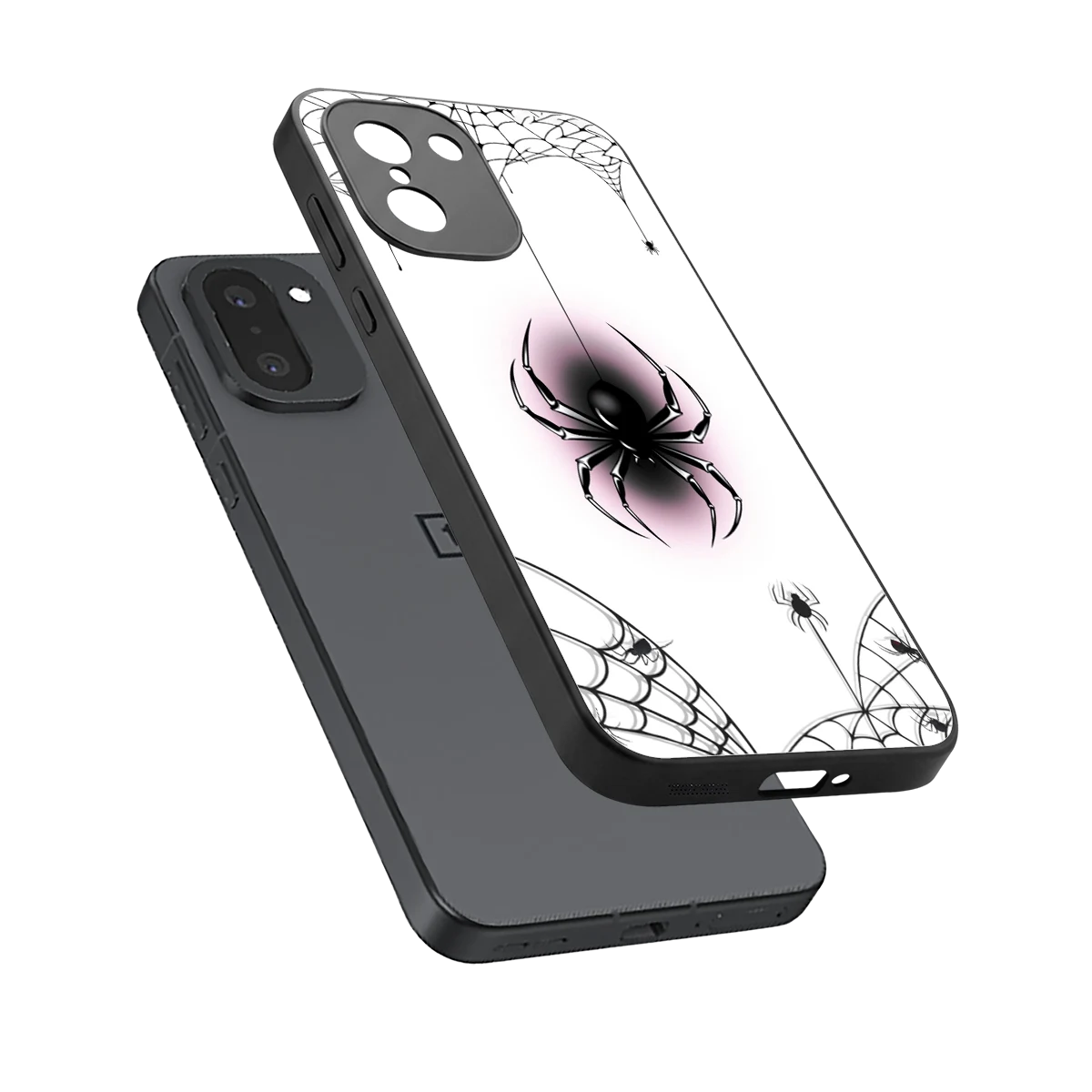 Webbed Wonder sleek oneplus 15r cover with tempered glass back and TPU edges