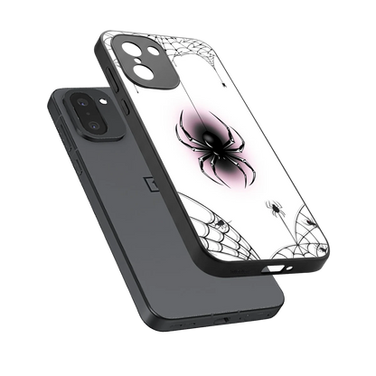 Webbed Wonder sleek oneplus 15r cover with tempered glass back and TPU edges