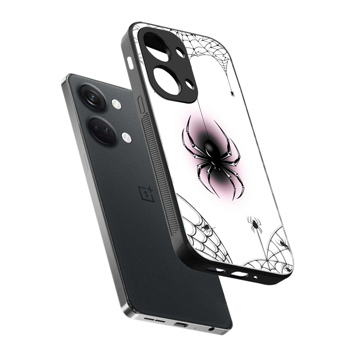 Webbed Wonder sleek oneplus nord 3 cover with tempered glass back and TPU edges