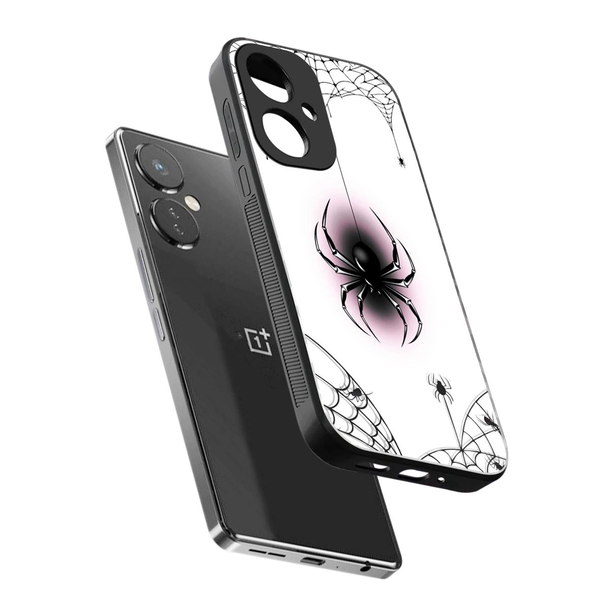 Webbed Wonder sleek oneplus nord ce 3 cover with tempered glass back and TPU edges