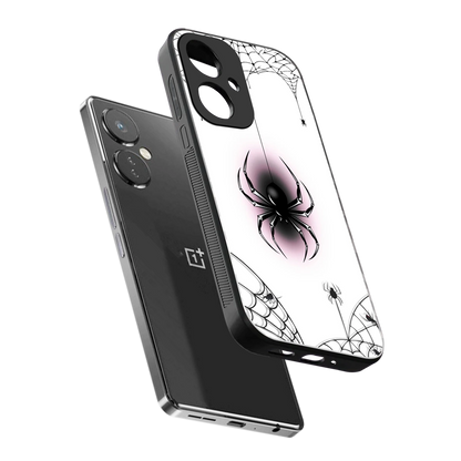 Webbed Wonder sleek oneplus nord ce 3 cover with tempered glass back and TPU edges