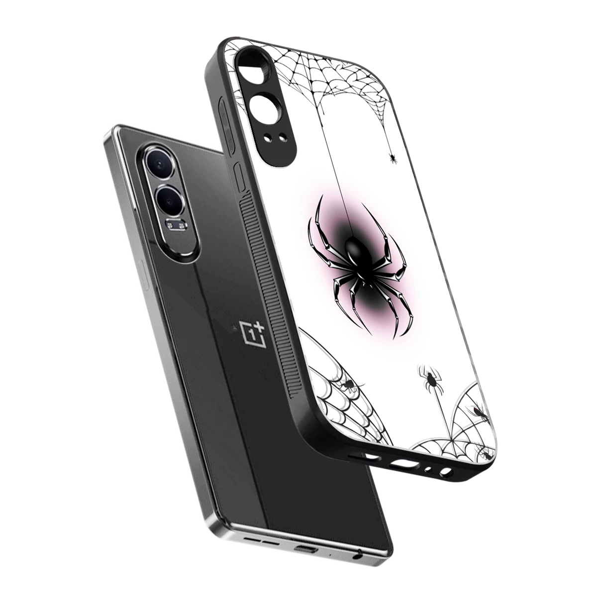 Webbed Wonder sleek oneplus nord ce 4 lite cover with tempered glass back and TPU edges