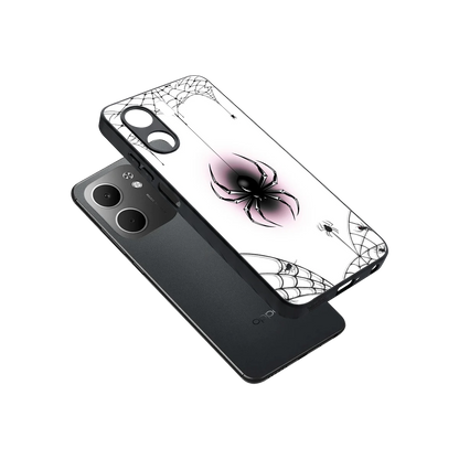 Webbed Wonder sleek oppo a5x 5g cover with tempered glass back and TPU edges