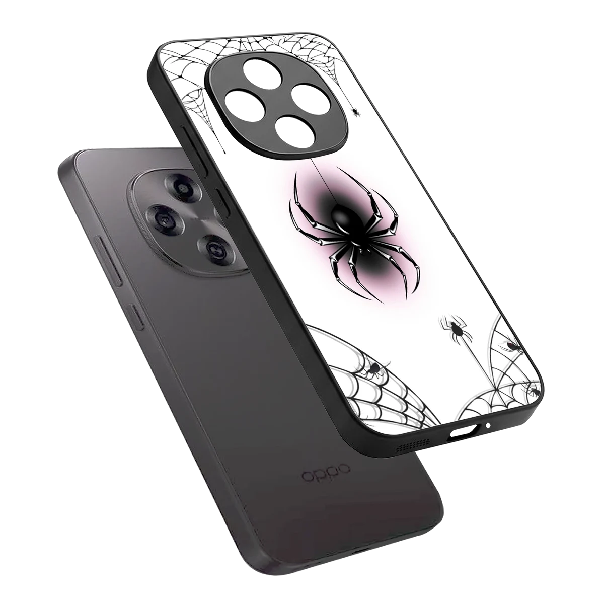 Webbed Wonder sleek oppo f31 pro 5g cover with tempered glass back and TPU edges