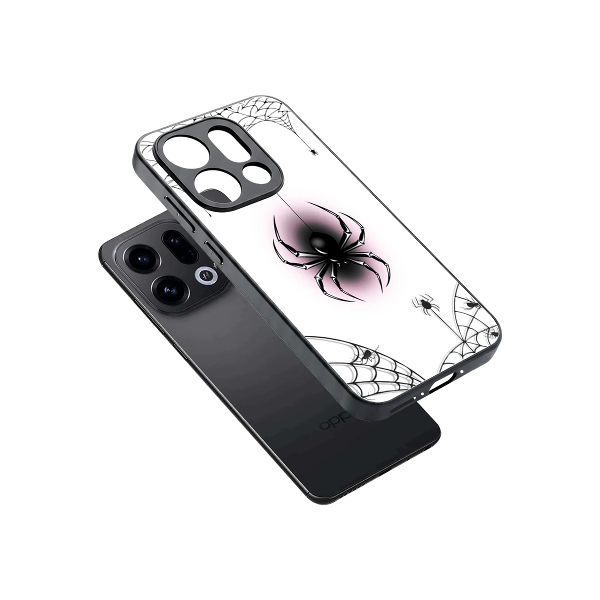Webbed Wonder sleek oppo find x9 cover with tempered glass back and TPU edges