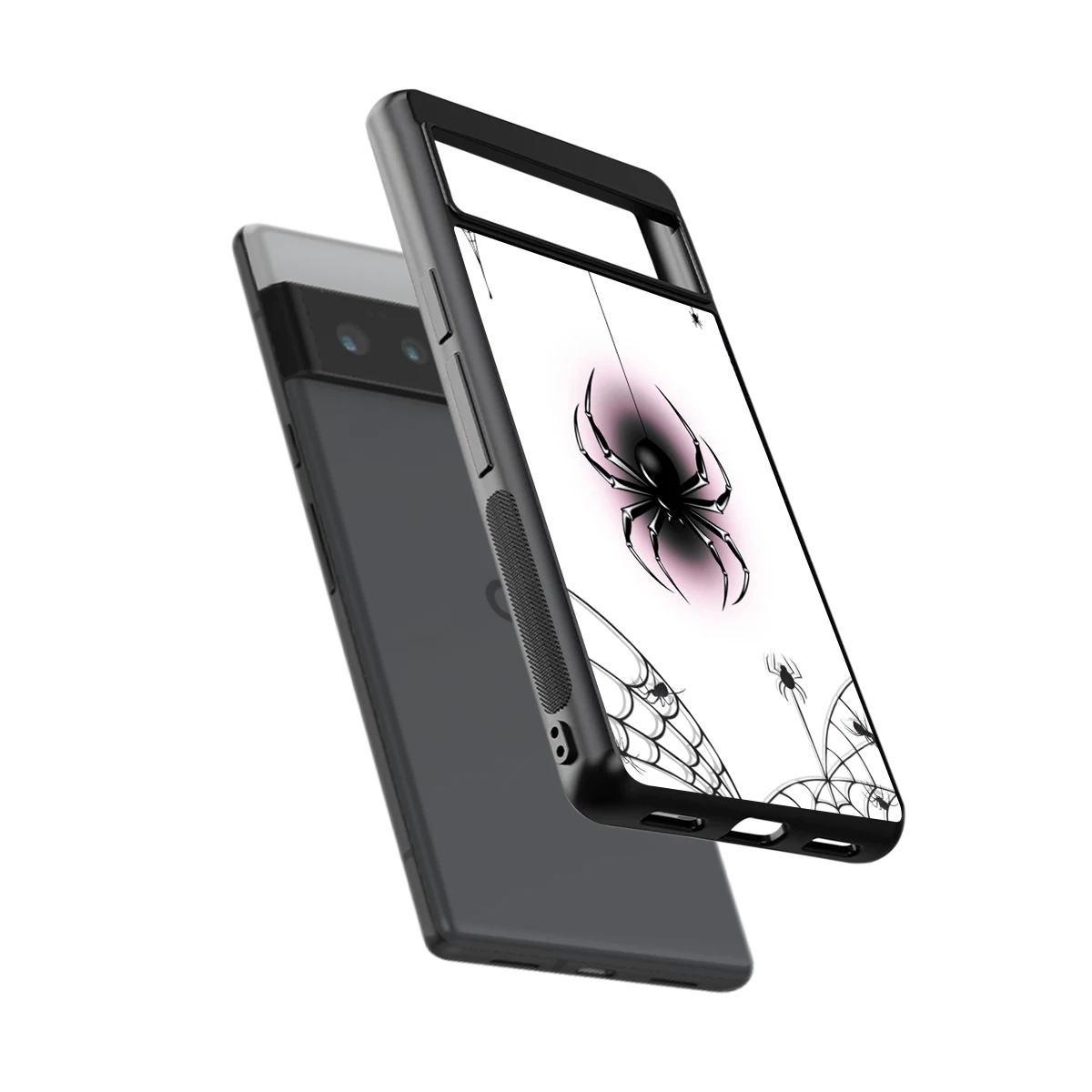 Webbed Wonder sleek google pixel 6 pro cover with tempered glass back and TPU edges