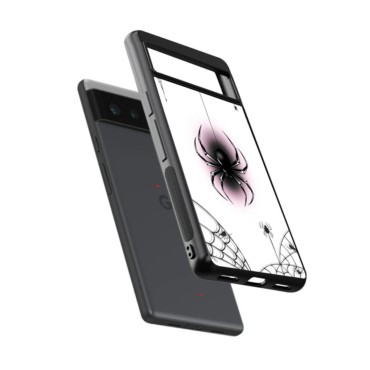 Webbed Wonder sleek google pixel 6a cover with tempered glass back and TPU edges