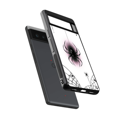 Webbed Wonder sleek google pixel 6a cover with tempered glass back and TPU edges