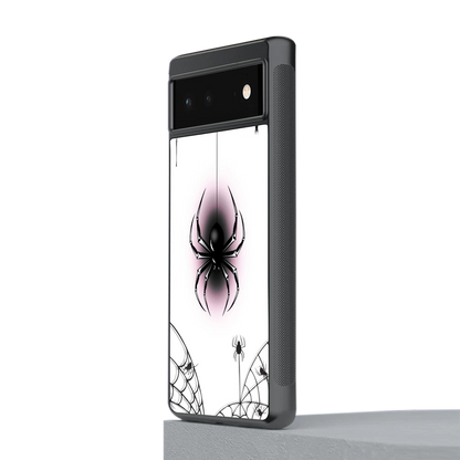 Webbed Wonder stylish phone case for google pixel 6a | glossy glass and slim fit