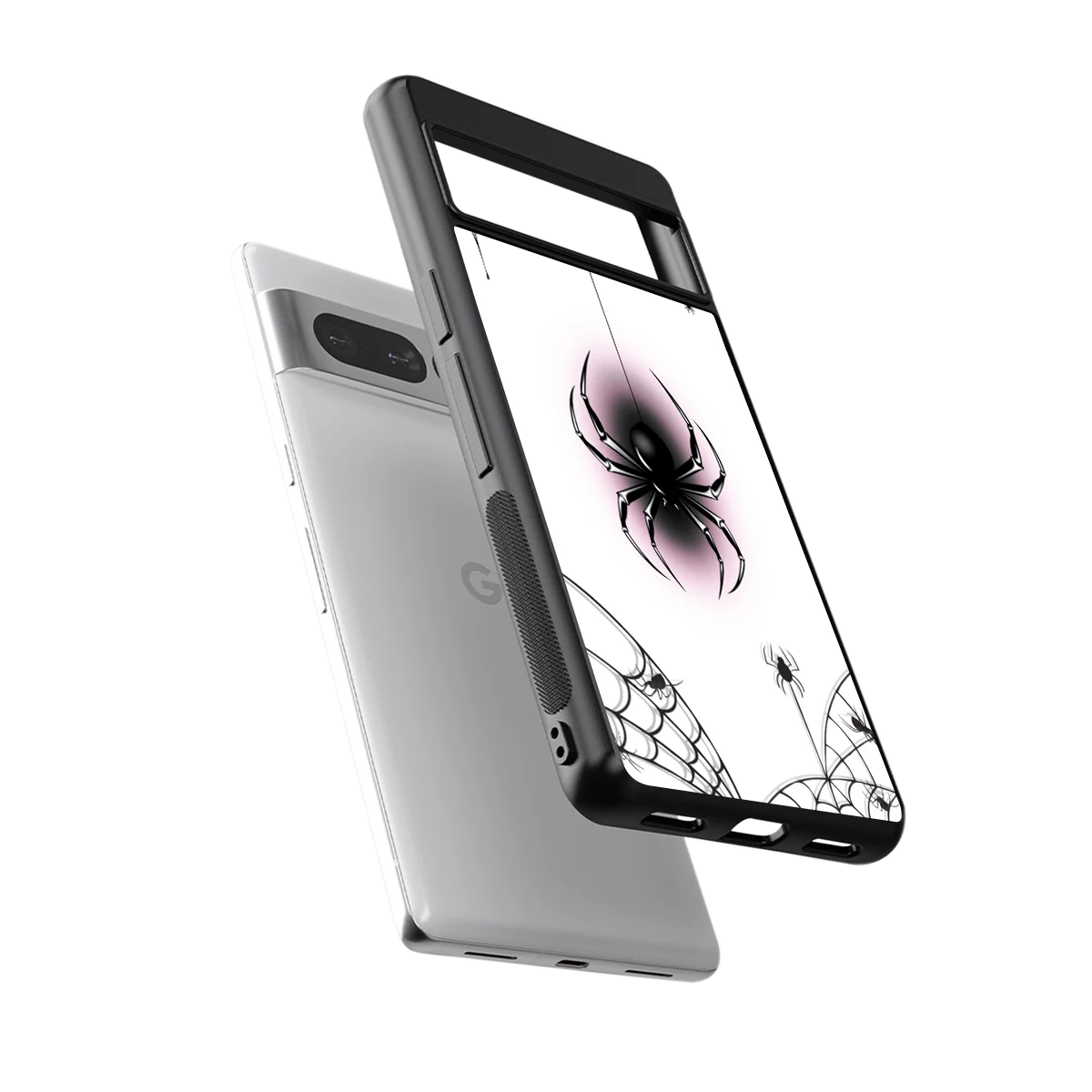 Webbed Wonder sleek google pixel 7 pro cover with tempered glass back and TPU edges