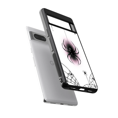 Webbed Wonder sleek google pixel 7a cover with tempered glass back and TPU edges