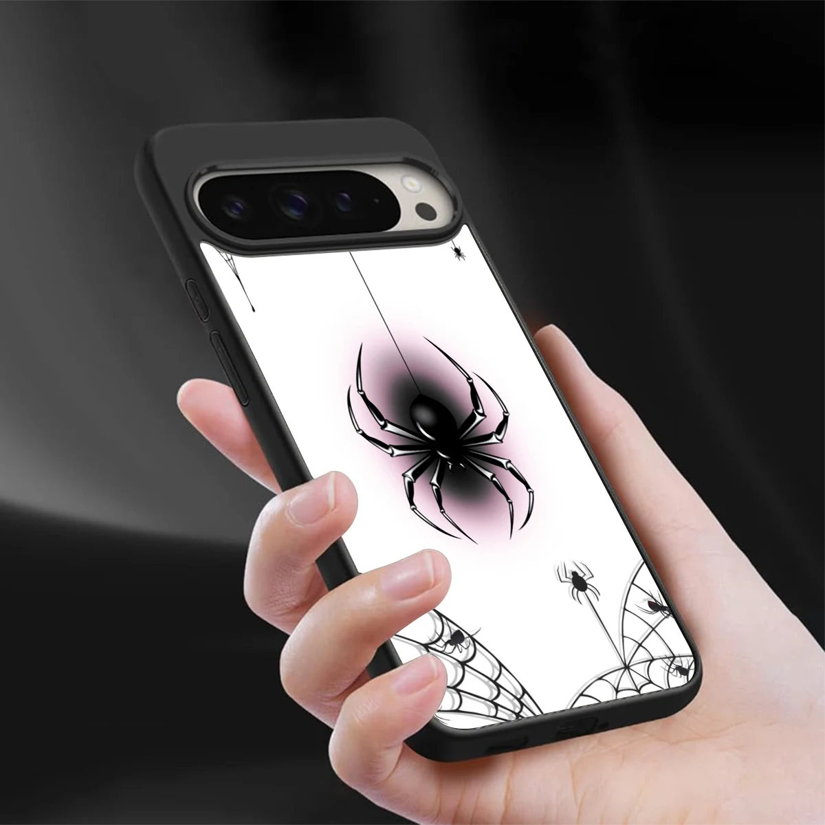 Webbed Wonder sleek google pixel 9 pro cover with tempered glass back and TPU edges