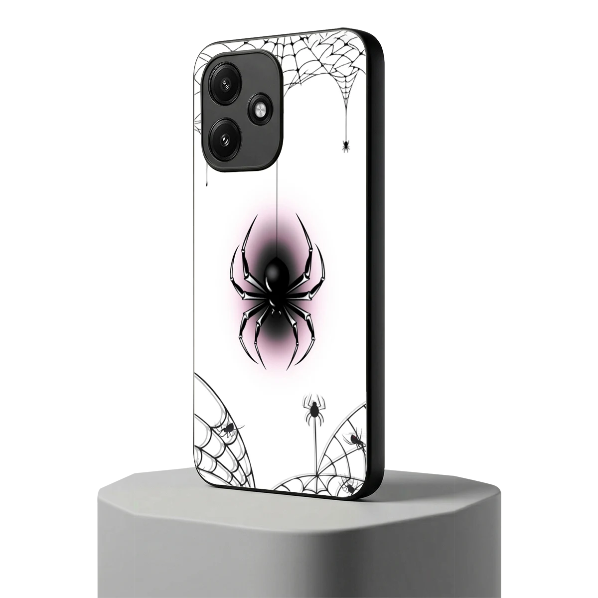 Webbed Wonder redmi 12 5g mobile cover | shockproof glass phone case