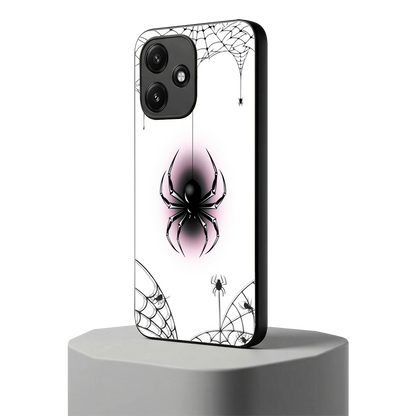Webbed Wonder redmi 12 5g mobile cover | shockproof glass phone case