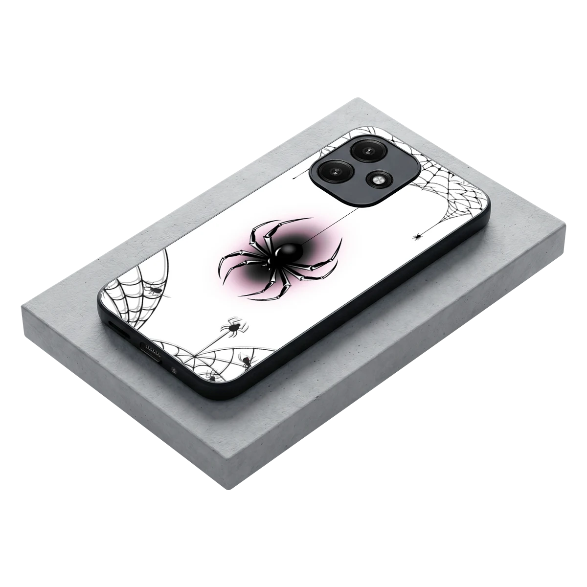 Webbed Wonder stylish phone case for redmi 12 5g | glossy glass and slim fit
