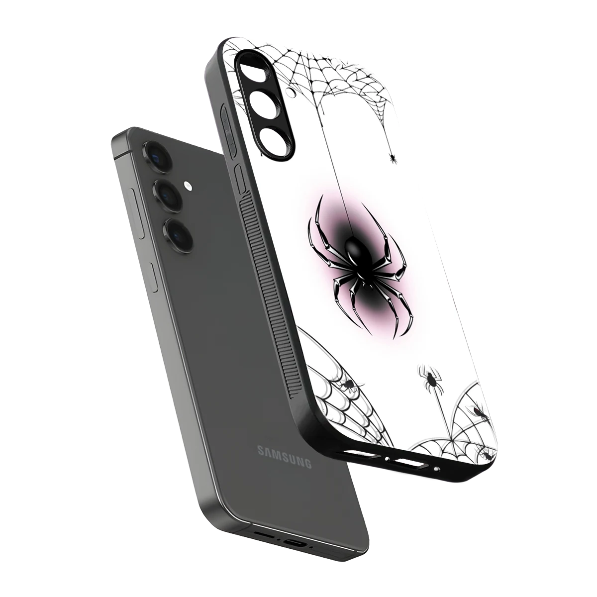 Webbed Wonder sleek samsung galaxy a14 5g cover with tempered glass back and TPU edges