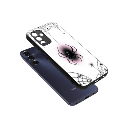 Webbed Wonder sleek samsung galaxy m14 5g cover with tempered glass back and TPU edges