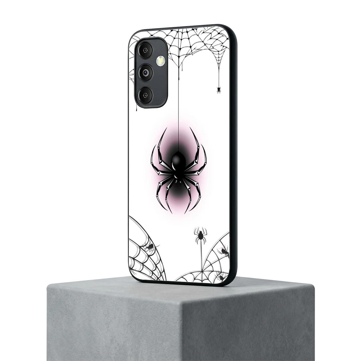 Webbed Wonder samsung galaxy m14 5g mobile cover | shockproof glass phone case