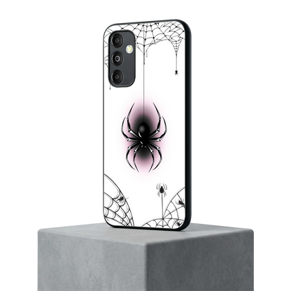 Webbed Wonder samsung galaxy m14 5g mobile cover | shockproof glass phone case