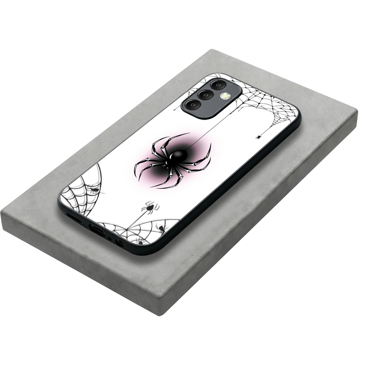 Webbed Wonder stylish phone case for samsung galaxy m14 5g | glossy glass and slim fit