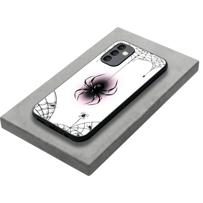 Webbed Wonder stylish phone case for samsung galaxy m14 5g | glossy glass and slim fit