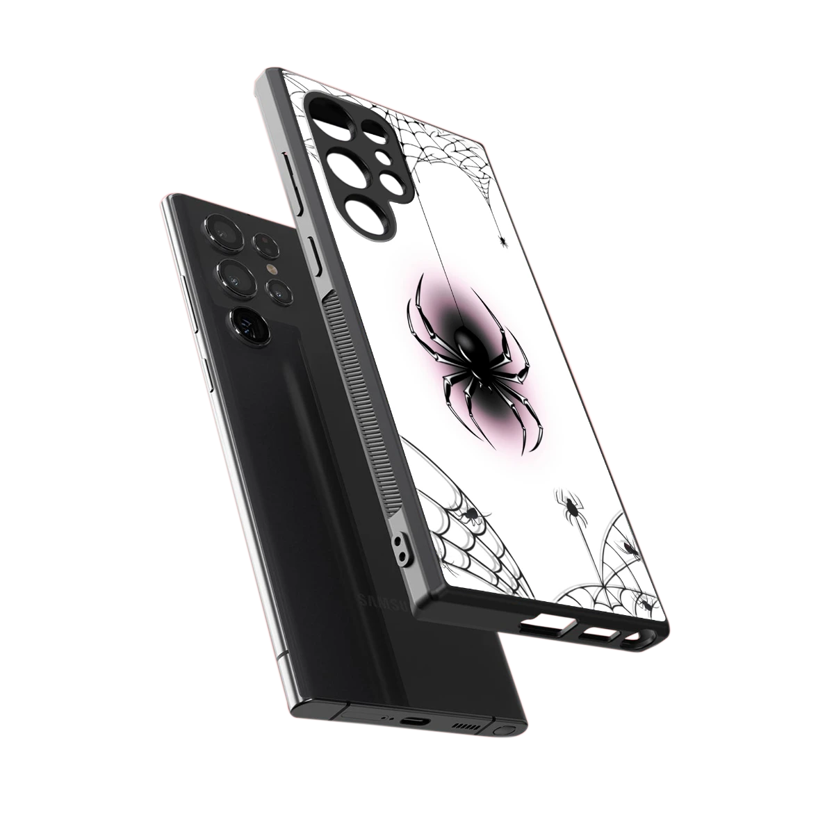 Webbed Wonder sleek samsung galaxy s24 ultra cover with tempered glass back and TPU edges