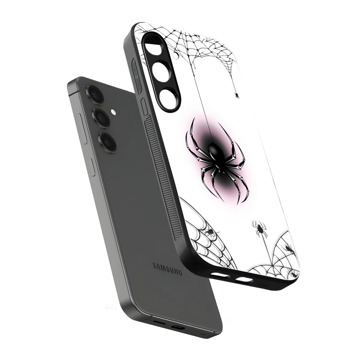 Webbed Wonder sleek samsung galaxy s24 cover with tempered glass back and TPU edges