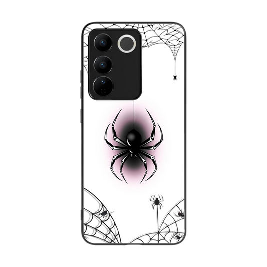 Webbed Wonder back phone cover | glass case for vivo v27 5g
