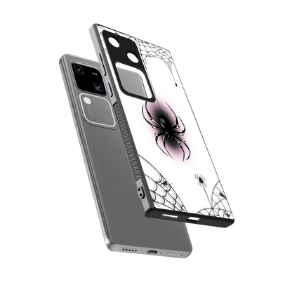 Webbed Wonder sleek vivo v30 cover with tempered glass back and TPU edges