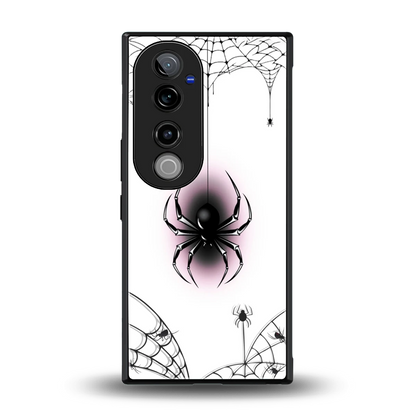 Webbed Wonder back phone cover | glass case for vivo v40 pro