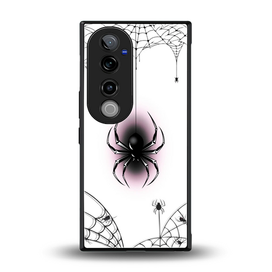 Webbed Wonder back phone cover | glass case for vivo v40 pro