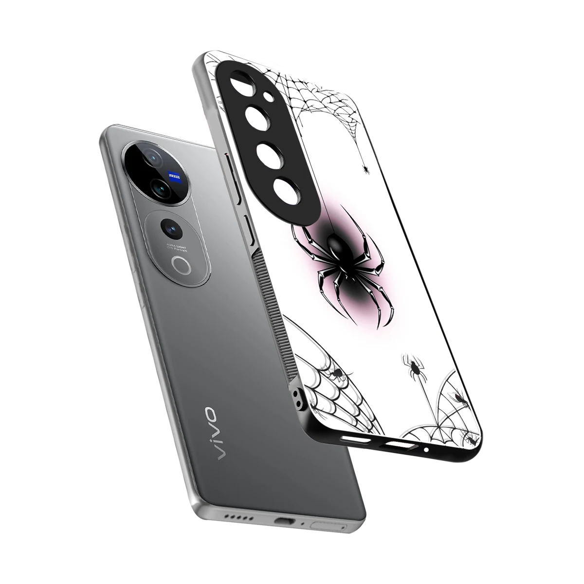 Webbed Wonder sleek vivo v40 pro cover with tempered glass back and TPU edges