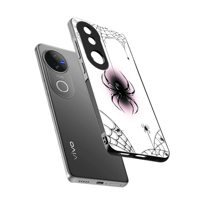 Webbed Wonder sleek vivo v50 cover with tempered glass back and TPU edges