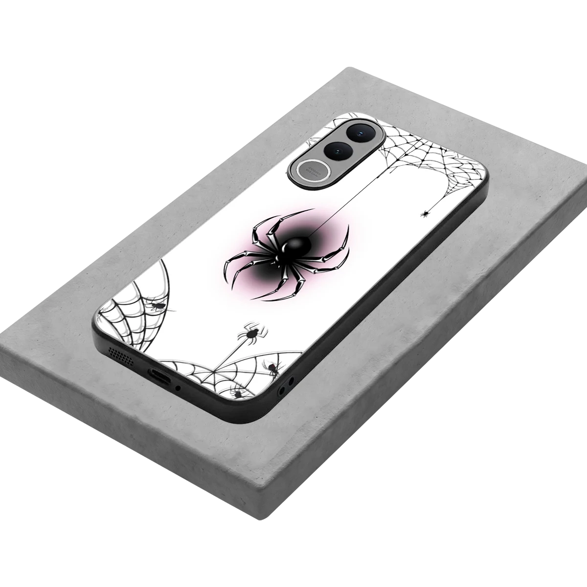 Webbed Wonder stylish phone case for vivo v70 fe | glossy glass and slim fit